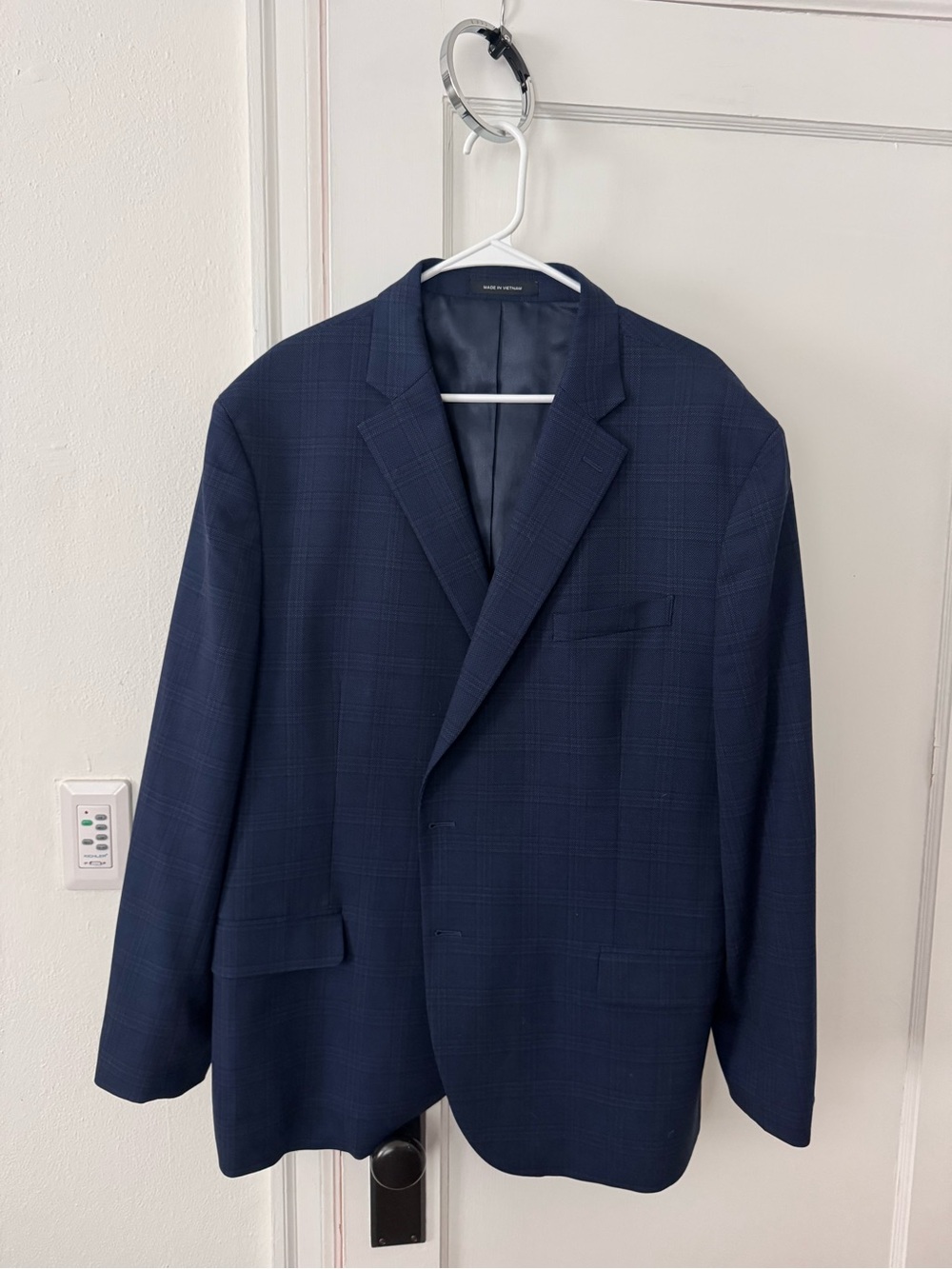 Kenneth Cole Navy Plaid Sport Coat Blazer